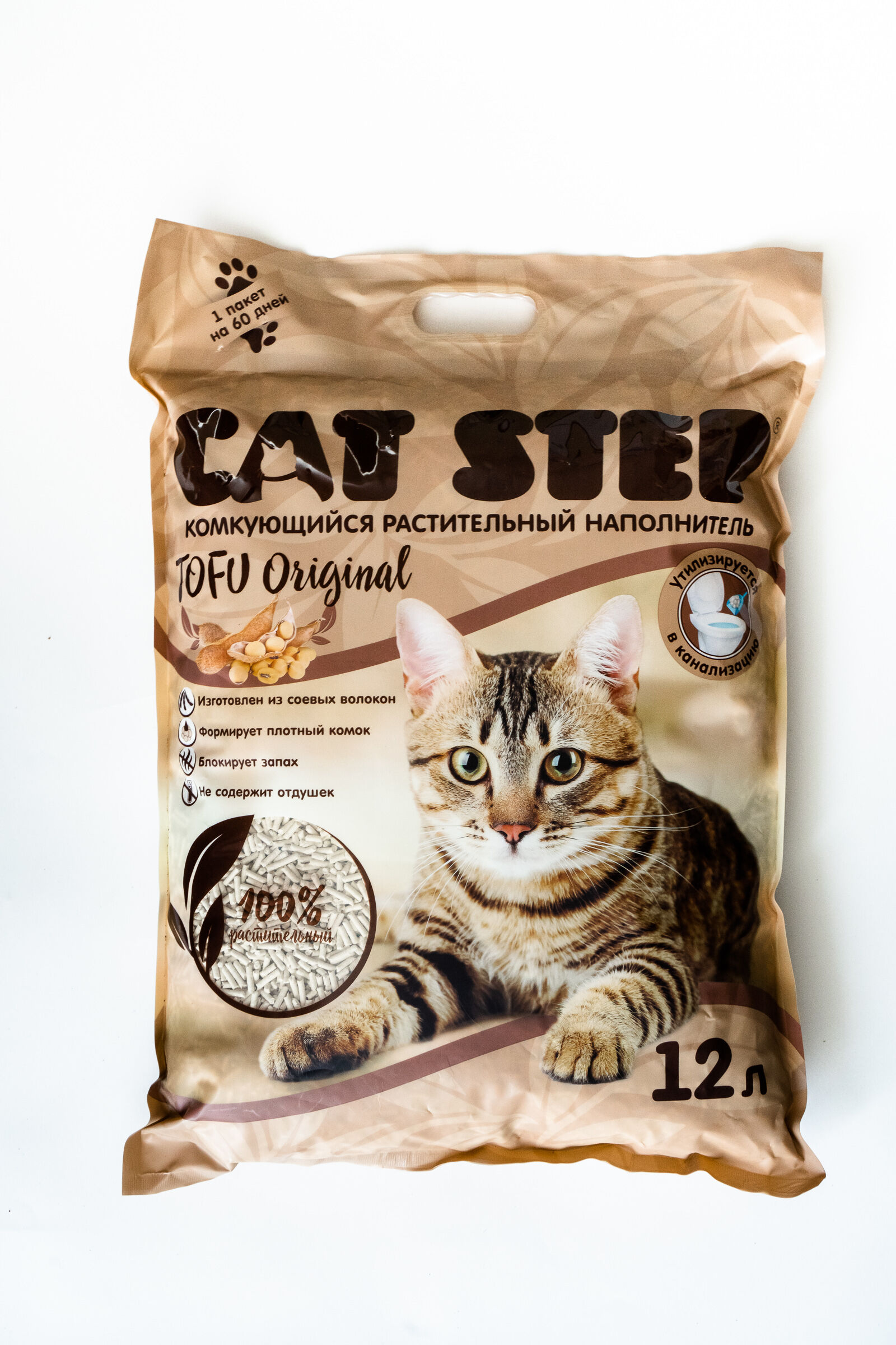 Наполнитель комкующийся растительный CAT STEP Tofu Original,12л