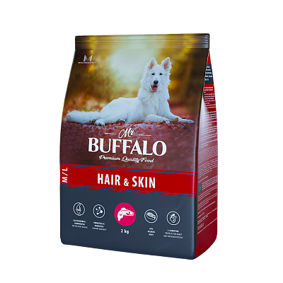 Mr.Buffalo Hair&Skin Care для собак средних и крупных пород лосось ,800гр