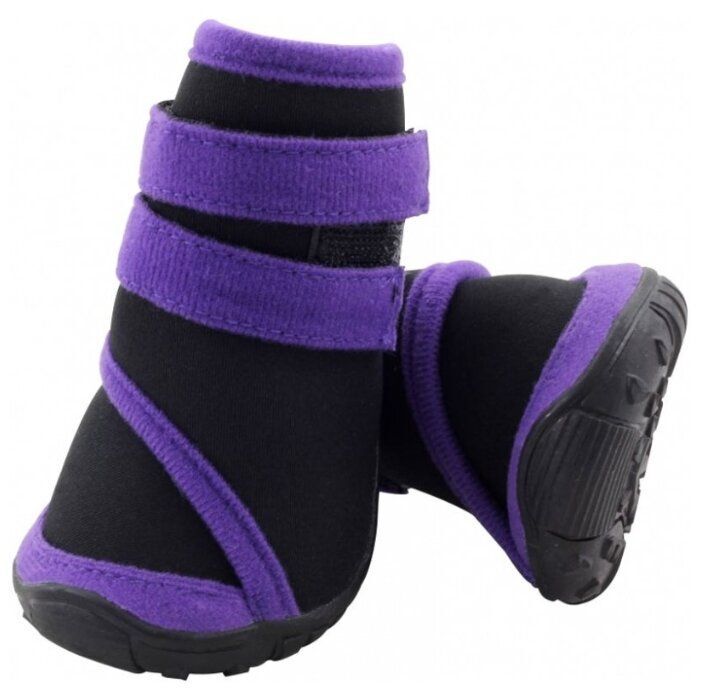 YXS136-М Ботинки д/собак черные с фиолетовым 60*55*70мм Триол