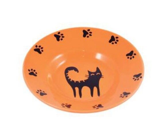 КерамикАРТ миска керамическая блюдце для кошек ,140 мл,оранжевая 21161