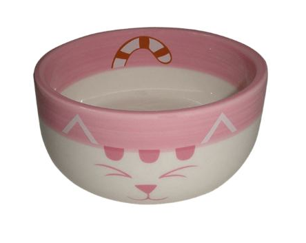 Миска керамическая розовый рисунок довольный кот 11,5*5 041 МКР