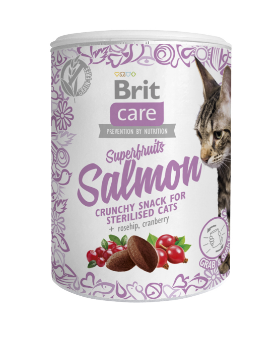 Брит Care 521449 Лакомство д/стерил.кошек SuperFRUITSR Salmon steril Суперфутс с лососем 100г
