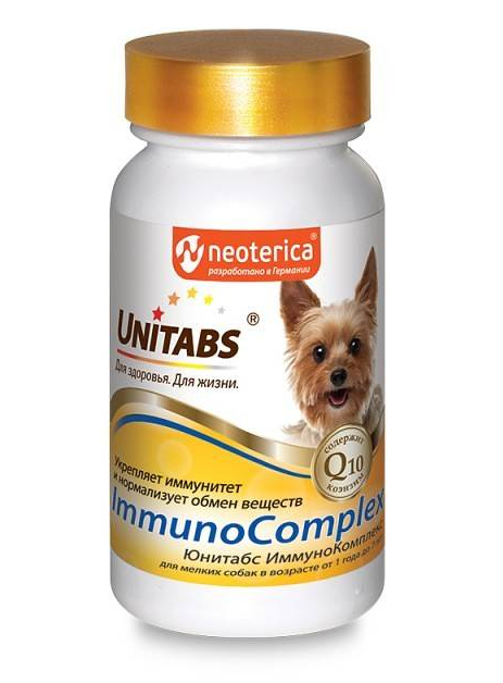 ЮНИТАБС ImmunoCompiex c Q10 Витамины ежедневные для мелк.собак 100таб.