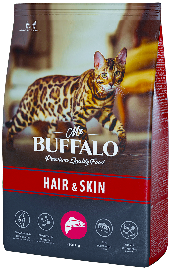 Mr.Buffalo Aduit Hair&Skin для кошек лосось,400гр