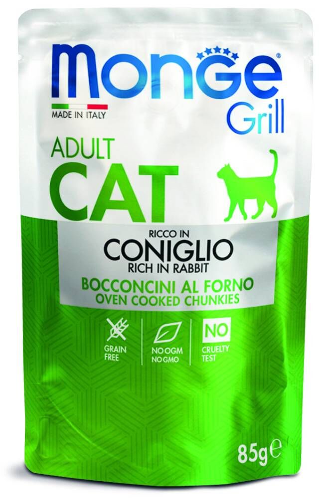 Monge Cat Grill Pouch паучи д/взр.кошек итальянский кролик 85 г (ИТАЛИЯ) 