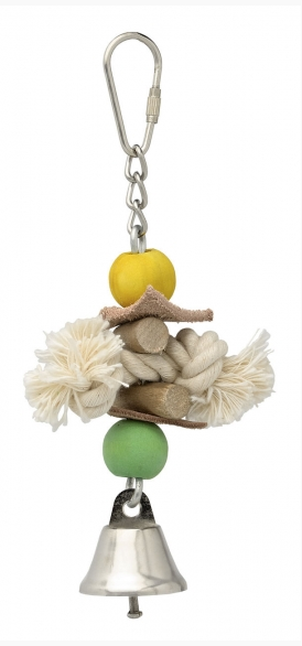 Игрушка для мелк и средн. птиц дерев. два шарика с узлом  и колокольчиком 5923П