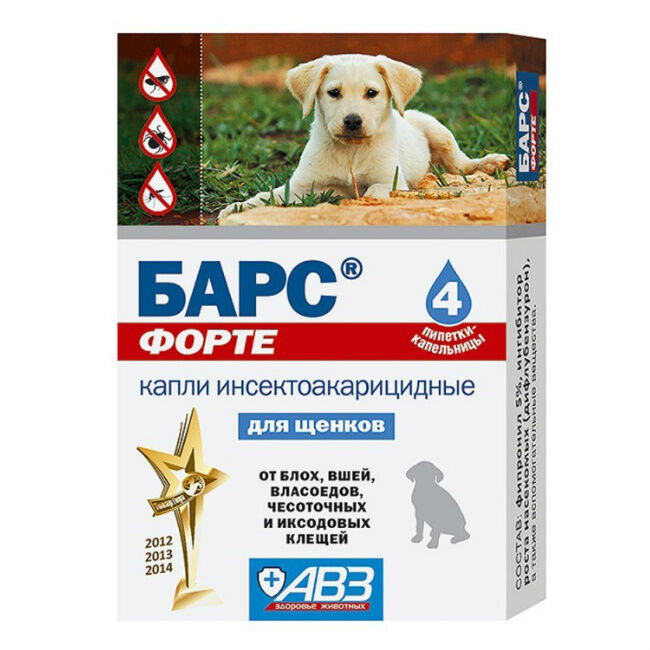 Барс ФОРТЕ д/собак капли на фипрониле от блох и клещей 4пип