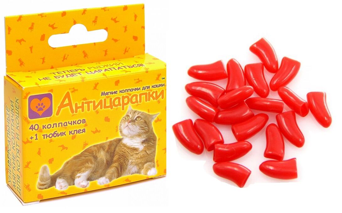 Антицарапки К2 Колпачки д/кошек на когти,красные 40шт