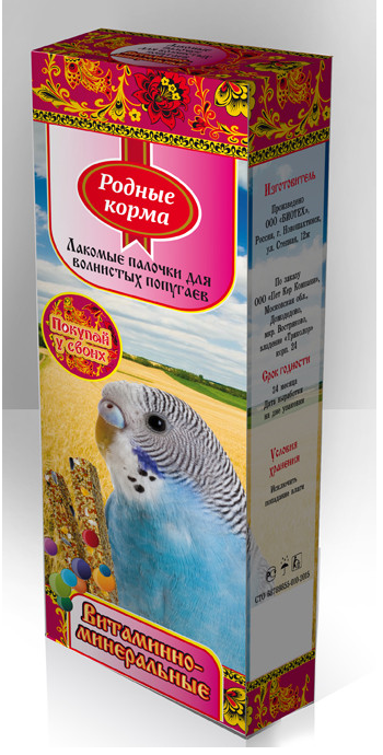 Палочка Родные корма д/попугаев 45г*2 шт витамины/минер.