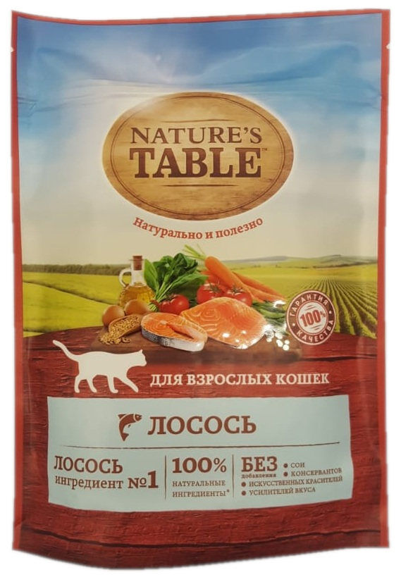 Натурал Тейбл Natures Table сухой корм для взрослых кошек /лосось 190 г