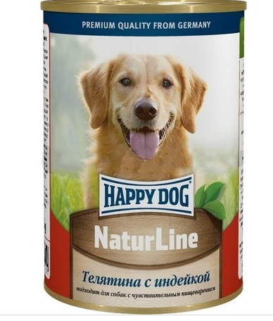 Happy Dog NaturLine (консеррва) для собак, телятина с индейкой, 400 г