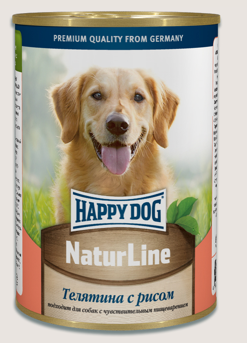 Happy Dog NaturLine (консерва) для собак, телятина с рисом, 400 г