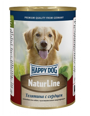 Happy Dog NaturLine (консерва) для собак, телятина с сердцем, 400 г