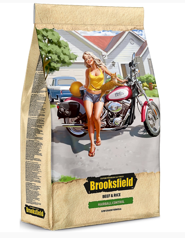 Бруксфилд сухой корм для кошек Hairball говядина/рис 7,5 кг (цена за 1 кг)