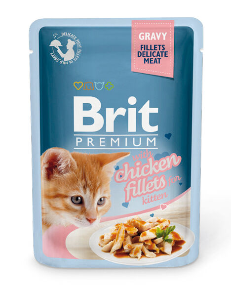 Брит Premium Fillets пауч д/котят кусочки из кур. филе в соусе 85г