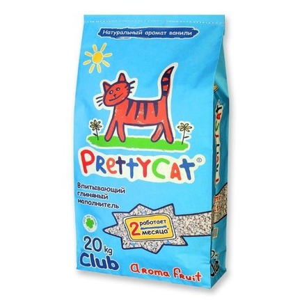 PrettyCat наполнитель глиняный впитывающий с део-кристаллами для кошек Aroma Fruit 2 кг