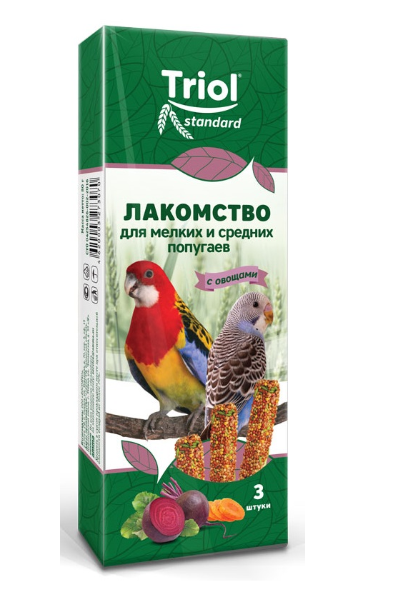 Триол Стандарт Лакомство д/мелких и средних попугаев с овощами 80г 