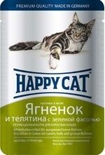Хэппи Кэт HAPPY CAT ягненок/теленок/зеленая фасоль в желе 100гр (Германия)