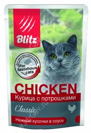 Блиц Blitz Classic пауч для кошек курица с потрошками 85 г