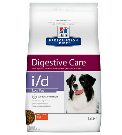 Хиллс i/d для собак диета д/поддержания здоровья ЖКТ и поджелудочной железы с курицей,1,5 кг