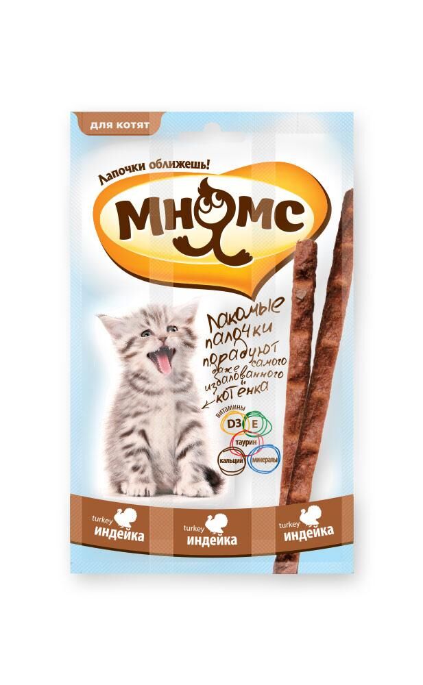 Мнямс лакомые палочки 13,5см для котят с индейкой 3г 
