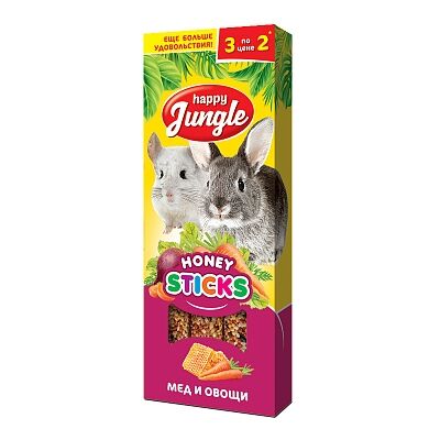 Хэппи Джангл J213 Палочки д/крупных грызунов мед и фрукты 3шт 90гр