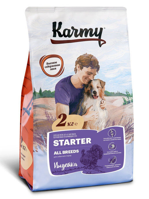 Карми KARMY Starter д/щенков с момента отъема до 4-х мес,беремен.и корм.сук индейка 2кг 