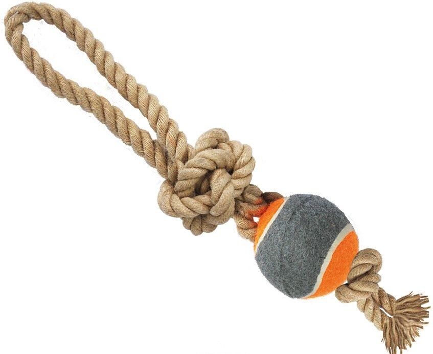 Игрушка д/с №1 Грейфер веревка плетеная с мячом и ручкой 30 см 874ГР