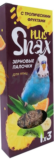 Зерновые палочки д/птиц "Snax Plus" с тропич. фруктами 3 шт. 90 г