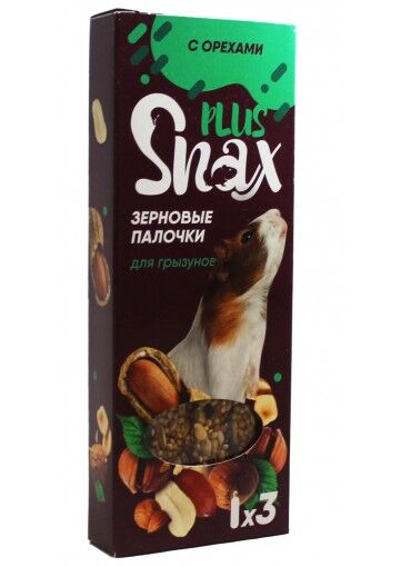 Зерновые палочки д/грызунов "Snax Plus" с орехами 3шт (90г)