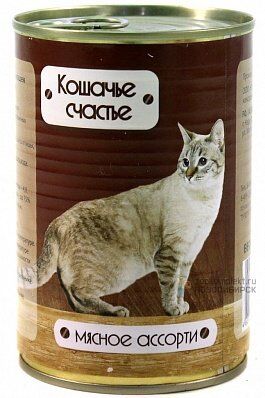 Кошачье счастье кон.д/кошек мясное ассрти 410гр