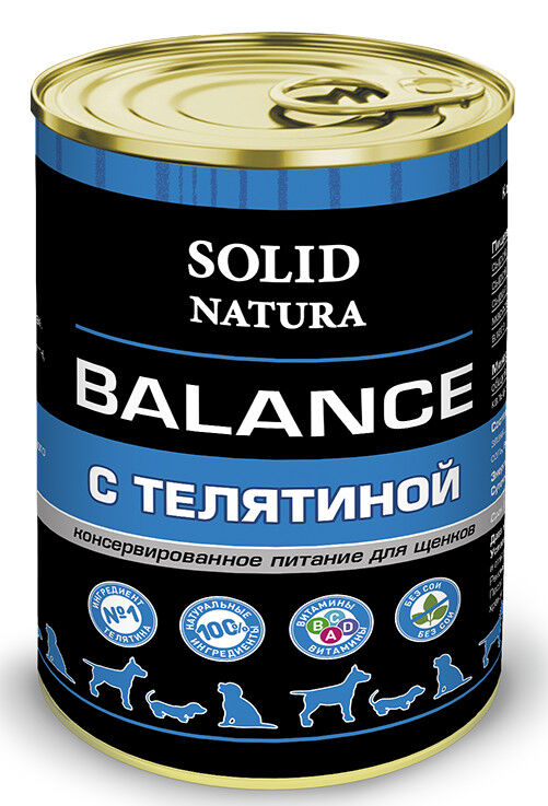 Solid Natura Balance конс. д/щенков телятина ж/б 0,34кг