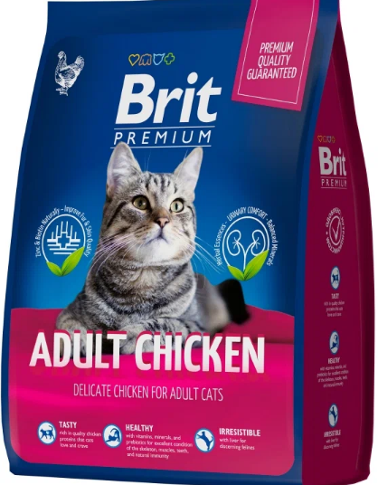 Брит Premium Cat Adult Сhicken д/взрослых кошек с мясом курицы 400г