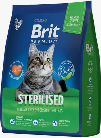 Брит Премиум Premium Cat Sterilised д/стерилизованных кошек с курицей 400г
