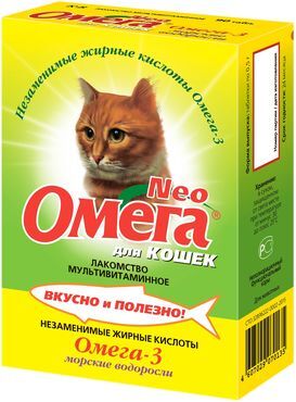 "Омега NEO" Витаминно/Минеральное Лакомство для кошек морск.водоросли