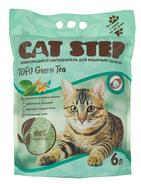 Наполнитель Cat Step Tofu Green Tea,комкующийся растительный 6л